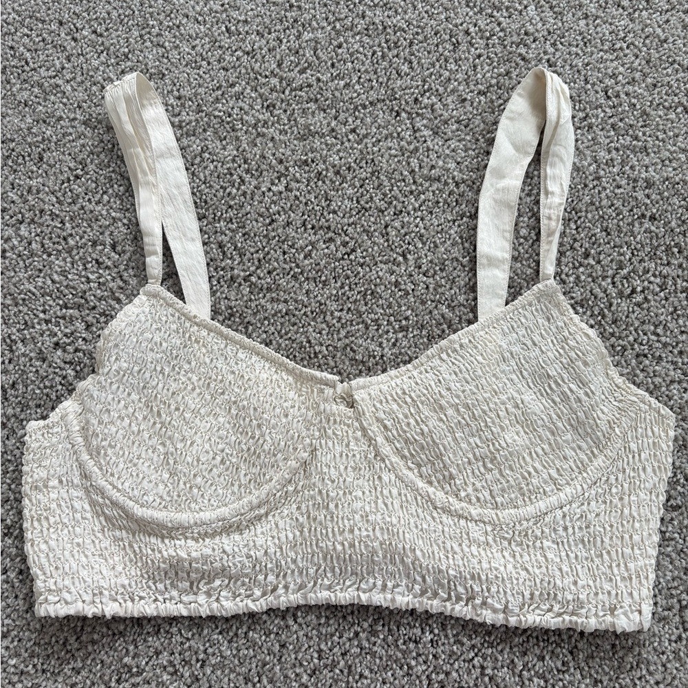 H&M Cream Textured Crop Top